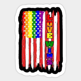 American Flag Gay Day Love Wins Graphic Sticker